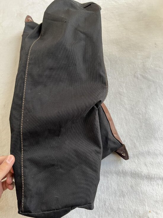 Ralph Lauren Polo Large Black Travel Duffel Bag Canvas Brown Faux Leather Trim - Picture 12 of 16